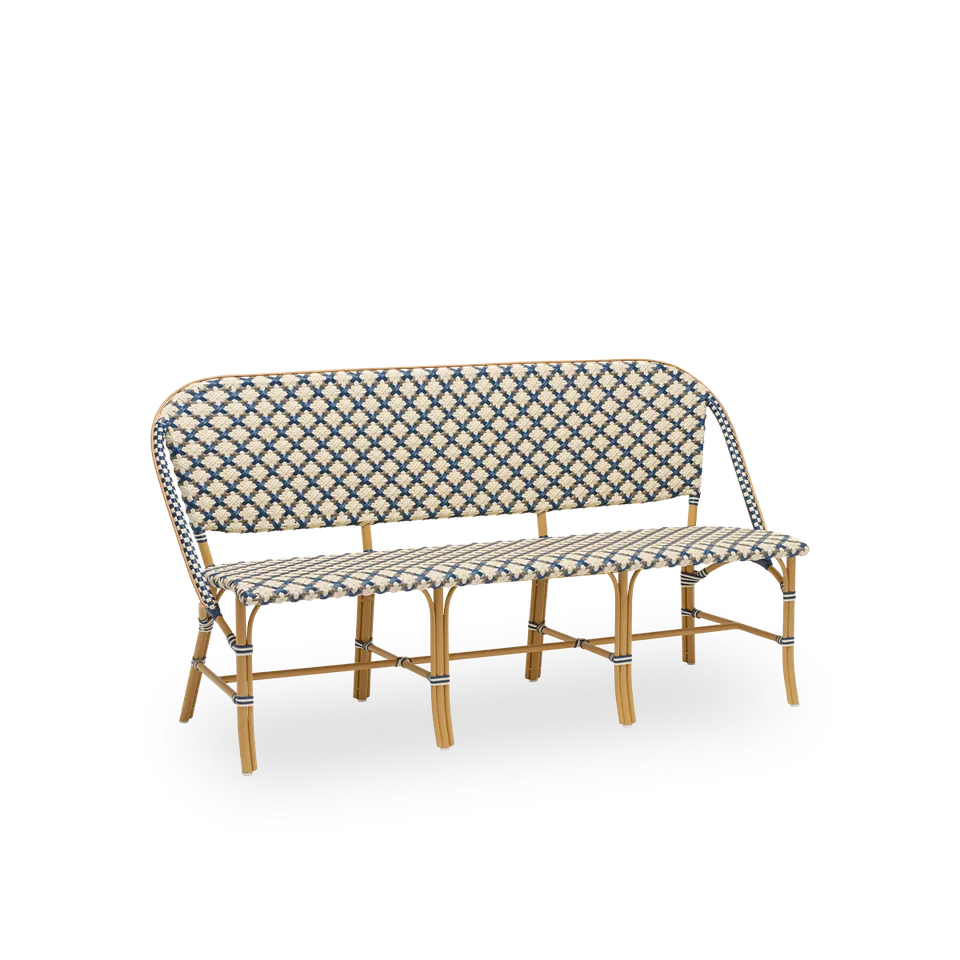 Sofie Exterior 3-Seater Bench by Sika-Design in Almond aluminium frame, Starweave – Ivory & Navy blue & Cappuccino ArtFibre – product photo 2 of 2