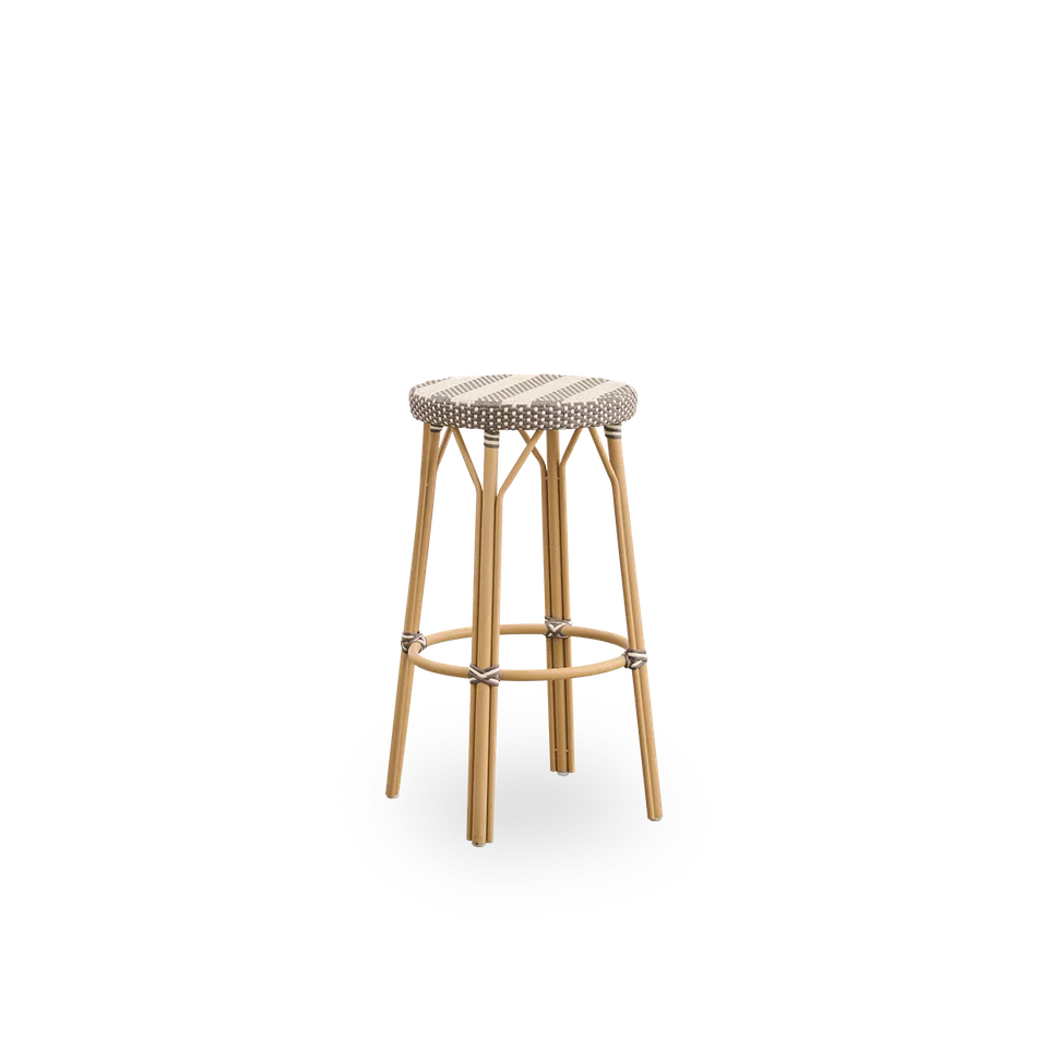 Simone Exterior Bar Stool by Sika-Design in Almond aluminium frame, White w/ cappuccino dot ArtFibre – product photo 2 of 2