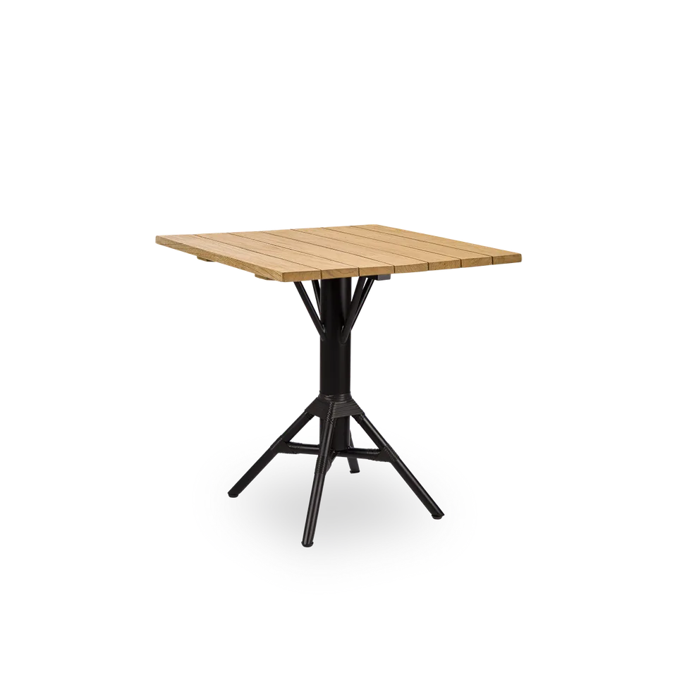Nicole Cáfe Table | Teak 70x70 cm van Sika-Design in Black aluminium frame, Black ArtFibre, Teak, Outdoor – productfoto 5 van 5