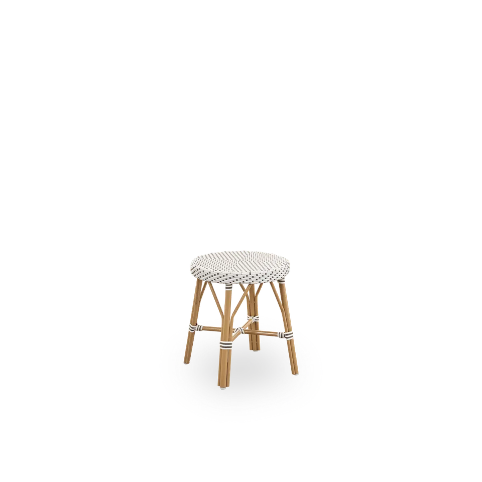Simone Exterior Stool by Sika-Design in Almond aluminium frame, Starweave – Ivory & Navy blue & Cappuccino ArtFibre – product photo 1 of 3