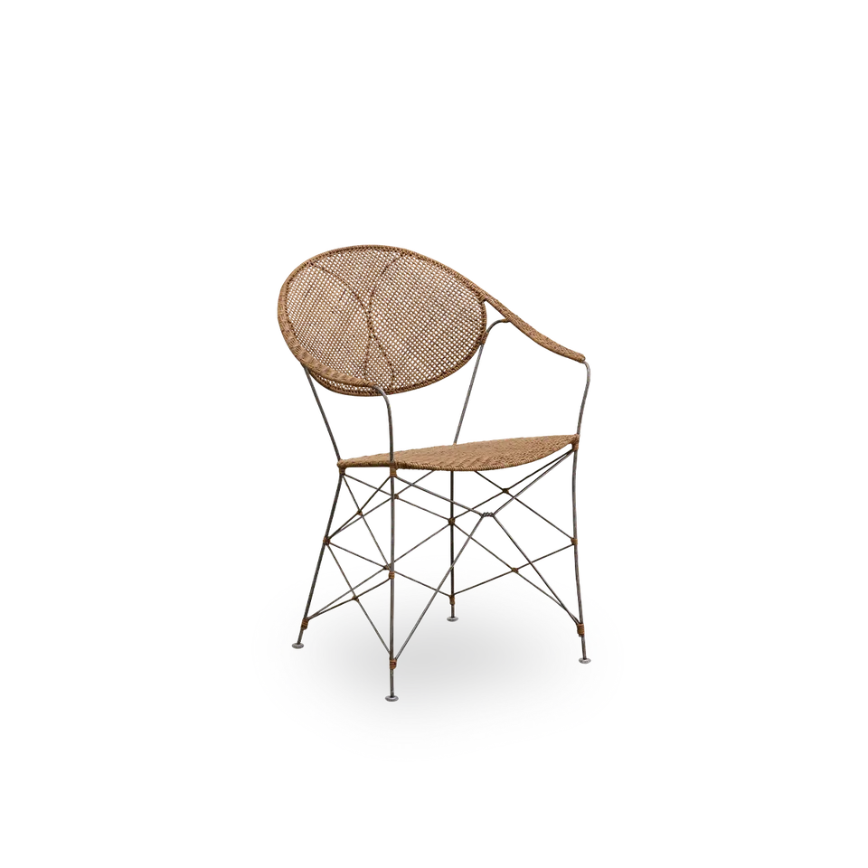 Funky Dining Chair van Sika-Design in Hazelnut Rattan, Iron frame – productfoto