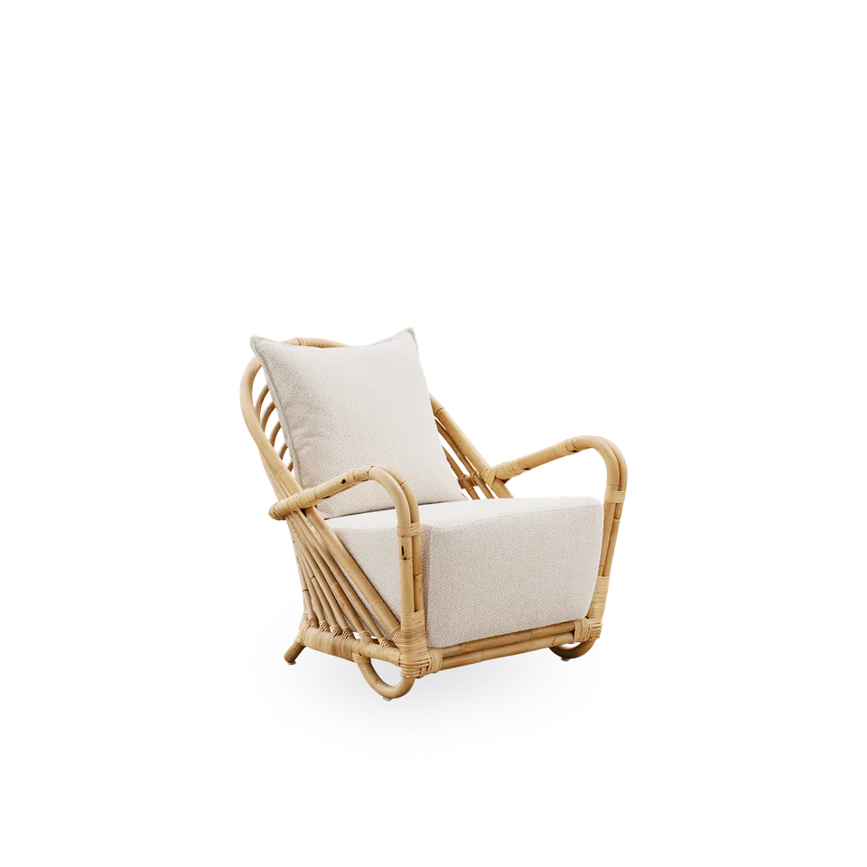 Charlottenborg Lounge Chair van Sika-Design in Polished Natural, Rattan, Youtoo, Sand (A631), Youtoo, Sand (A631) – productfoto 2 van 2