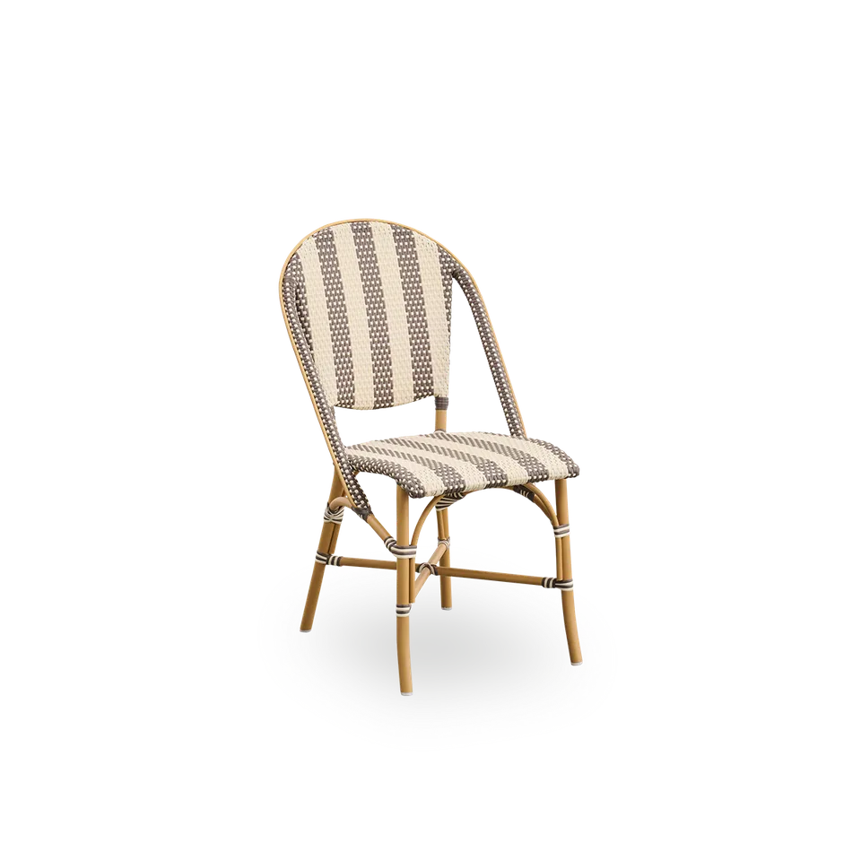Sofie Exterior Dining Chair by Sika-Design in Almond aluminium frame, Striped – Cappuccino & Ivory ArtFibre, None – product photo 2 of 2