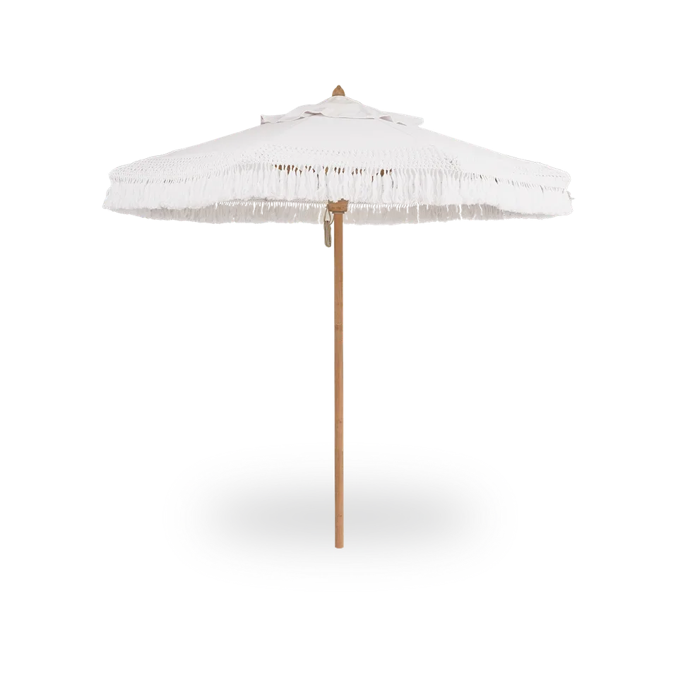 Sienna Exterior Teak Parasol van Sika-Design in Teak Pole, White Canopy – Acrylic Fibers, Geen – productfoto