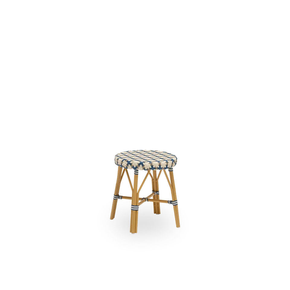 Simone Exterior Stool by Sika-Design in Almond aluminium frame, Starweave – Ivory & Navy blue & Cappuccino ArtFibre – product photo 3 of 3