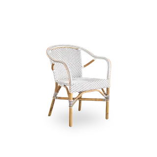 Madeleine Dining Chair von Sika-Design in White w/ cappuccino dot ArtFibre, Skin on – Rattan frame, Ohne – Produktfoto 2 von 2