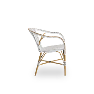 Madeleine Exterior Dining Chair by Sika-Design in Almond aluminium frame, Chevron – Cappuccino & Ivory ArtFibre, None – product photo 1 of 2