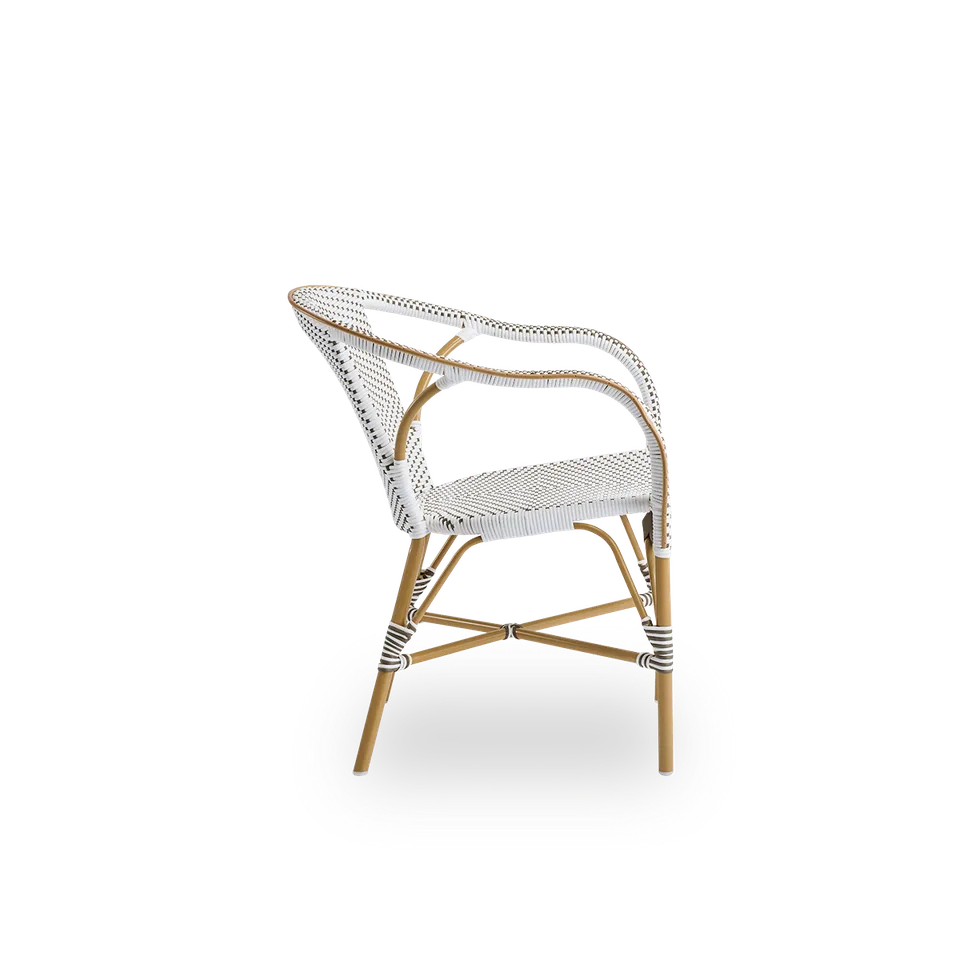 Madeleine Exterior Dining Chair by Sika-Design in Almond aluminium frame, Chevron – Cappuccino & Ivory ArtFibre, None – product photo 1 of 2