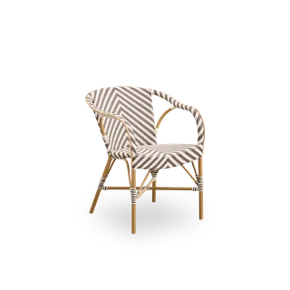 Madeleine Exterior Dining Chair by Sika-Design in Almond aluminium frame, Chevron – Cappuccino & Ivory ArtFibre, None – product photo 2 of 2