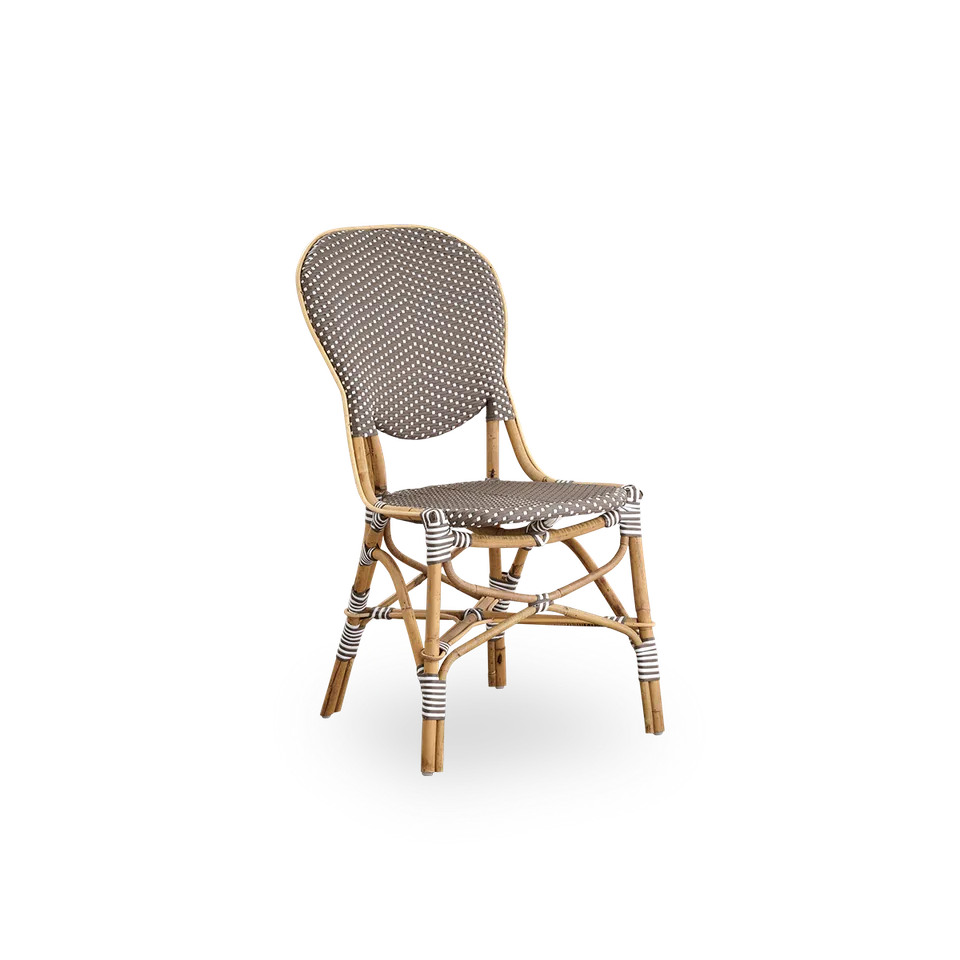 Isabell Dining Chair van Sika-Design in White w/ cappuccino dot ArtFibre, Skin on – Rattan frame, Geen – productfoto 2 van 3