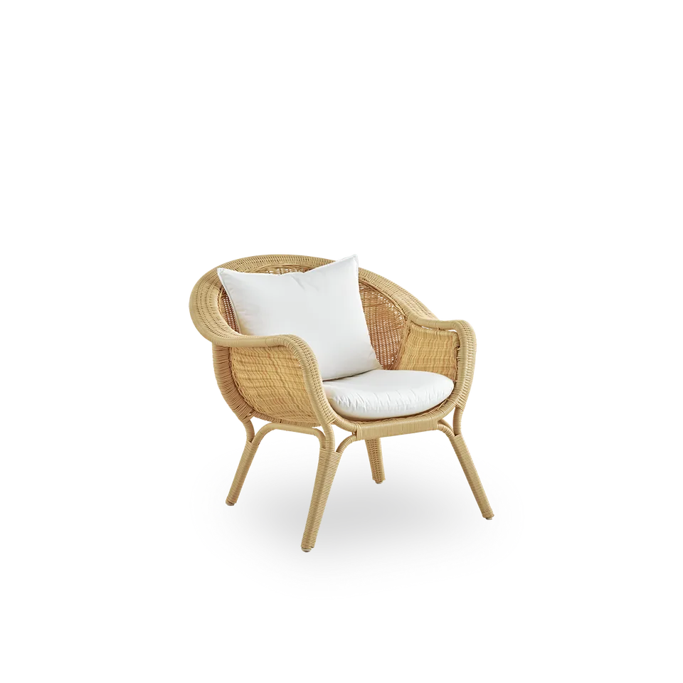 Madame Exterior Lounge Chair van Sika-Design in Natural core weave, ArtFibre & Aluminium, Tempotest, Denim (A615), Geen – productfoto