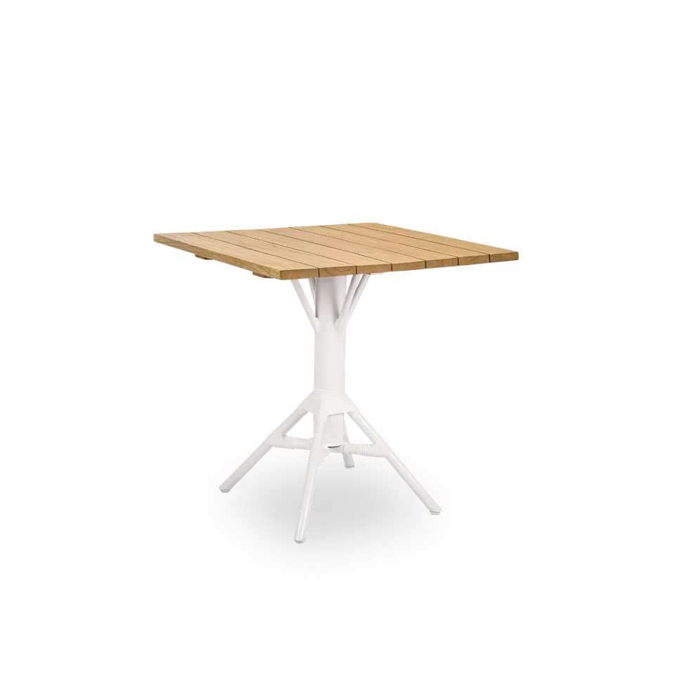 Nicole Cáfe Table | Teak 70x70 cm van Sika-Design in Black aluminium frame, Black ArtFibre, Teak, Outdoor – productfoto 3 van 5