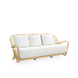 Charlottenborg 3-Seater Exterior Sofa de Sika-Design en Natural, Aluminium & ArtFibre, Tempotest, Denim (A615), Aucun – photo du produit 1 sur 2