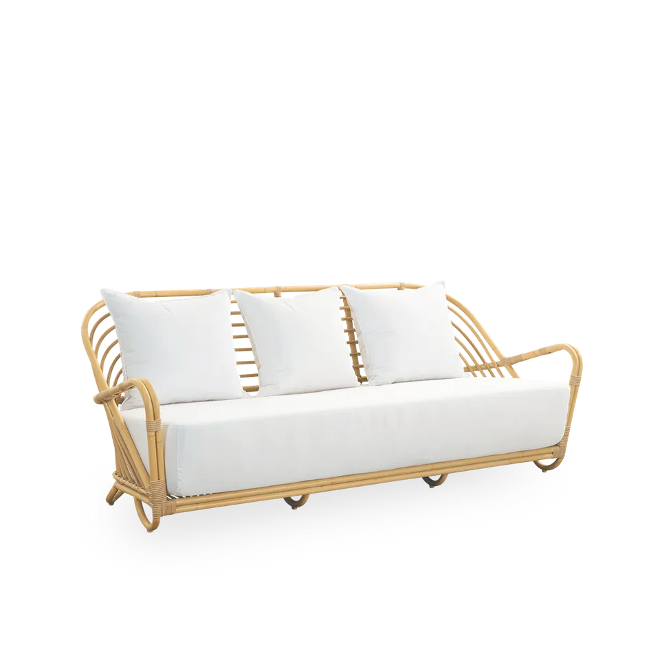 Charlottenborg 3-Seater Exterior Sofa de Sika-Design en Natural, Aluminium & ArtFibre, Tempotest, Denim (A615), Aucun – photo du produit 1 sur 2
