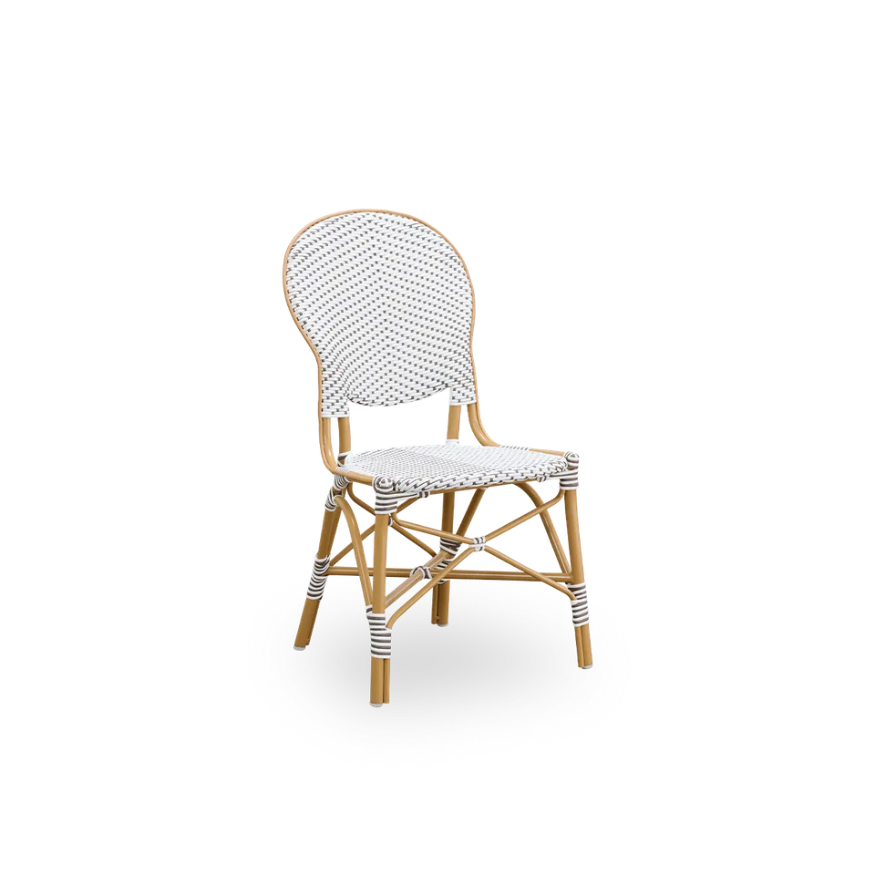 Isabell Exterior Dining Chair van Sika-Design in Almond aluminium frame, Chevron – Honey & Ivory ArtFibre, Geen – productfoto 1 van 3