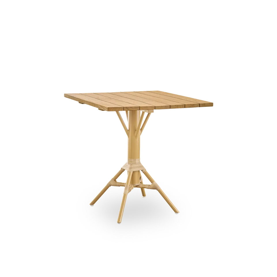 Nicole Cáfe Table | Teak 70x70 cm van Sika-Design in Black aluminium frame, Black ArtFibre, Teak, Outdoor – productfoto 4 van 5