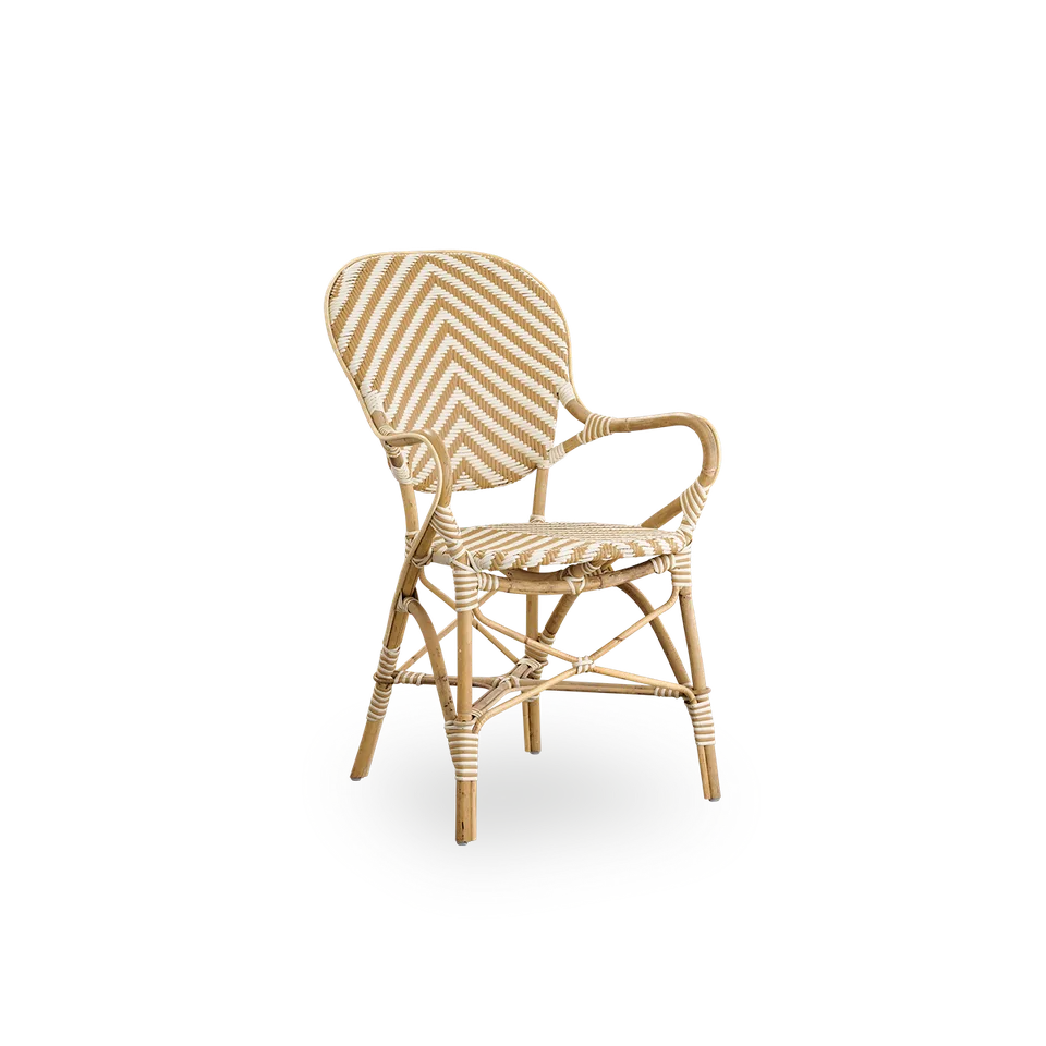 Isabell Dining Armchair de Sika-Design en Chevron – Honey & Ivory ArtFibre, Skin on – Rattan frame, Aucun – photo du produit 2 sur 2