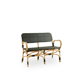 Bistro Bench von Sika-Design in Black ArtFibre, Skin on – Rattan frame, Ohne – Produktfoto 1 von 2