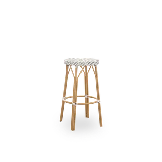 Simone Exterior Bar Stool by Sika-Design in Almond aluminium frame, White w/ cappuccino dot ArtFibre – product photo 1 of 2