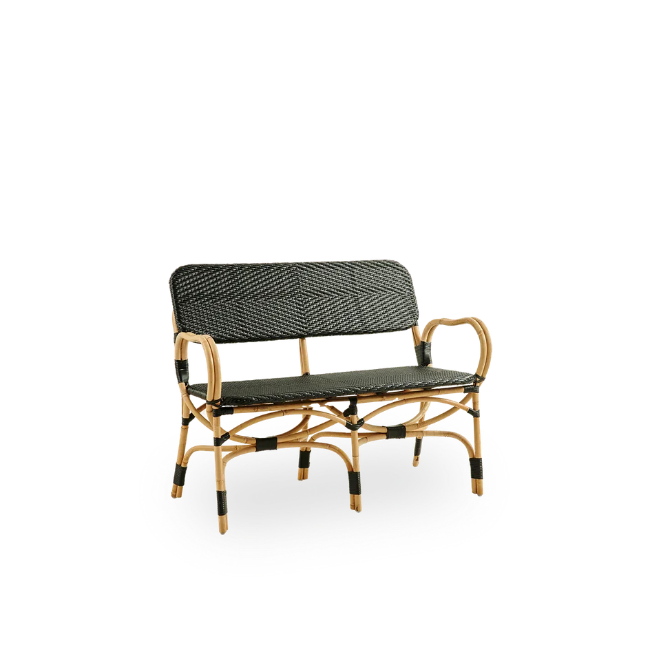 Bistro Bench von Sika-Design in Black ArtFibre, Skin on – Rattan frame, Ohne – Produktfoto 2 von 2