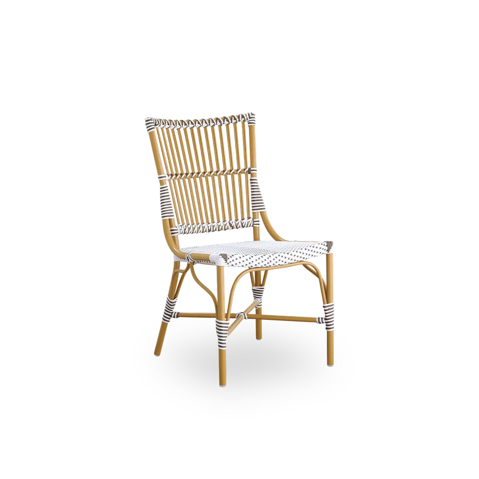 Monique Exterior Dining Chair van Sika-Design in Almond aluminium frame, White w/ cappuccino dot ArtFibre, Geen – productfoto 1 van 2