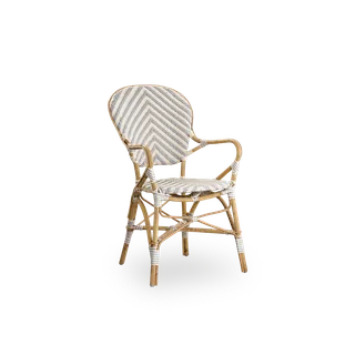 Isabell Dining Armchair by Sika-Design in Chevron – Grey & Ivory ArtFibre, Skin on – Rattan frame, None – product photo 2 of 2