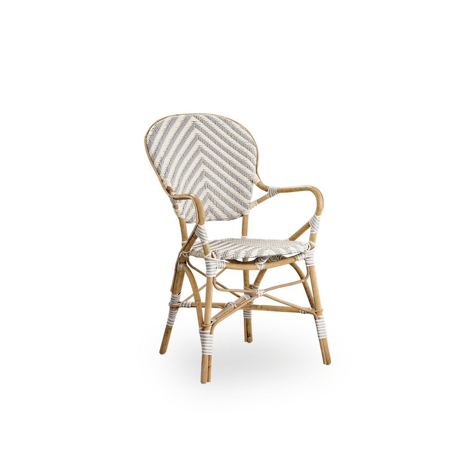 Isabell Dining Armchair by Sika-Design in Chevron – Grey & Ivory ArtFibre, Skin on – Rattan frame, None – product photo 2 of 2