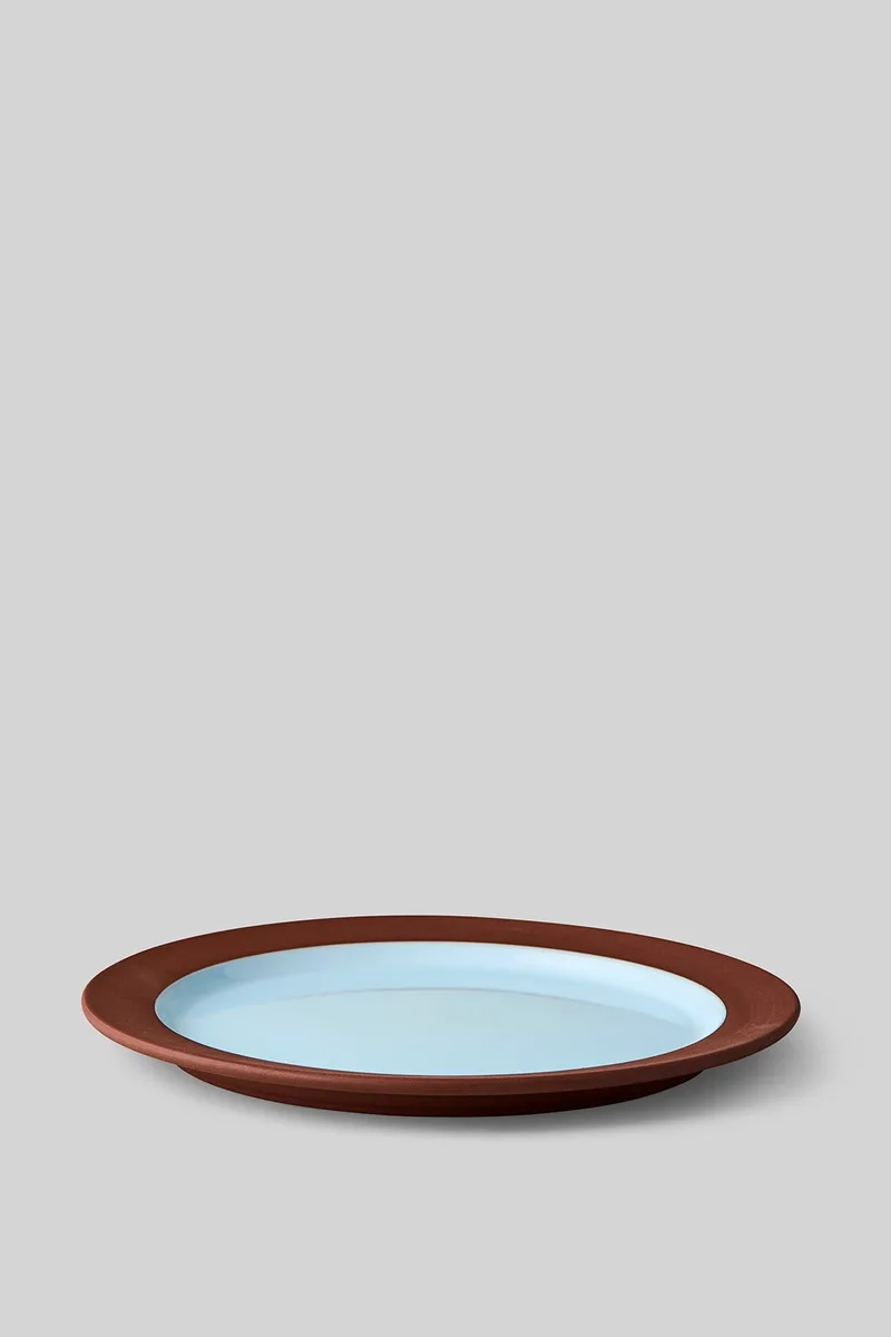 CLAYWARE, PLATE, LARGE, 2 PCS, TERRACOTTA/BLUE van Studio About – productfoto