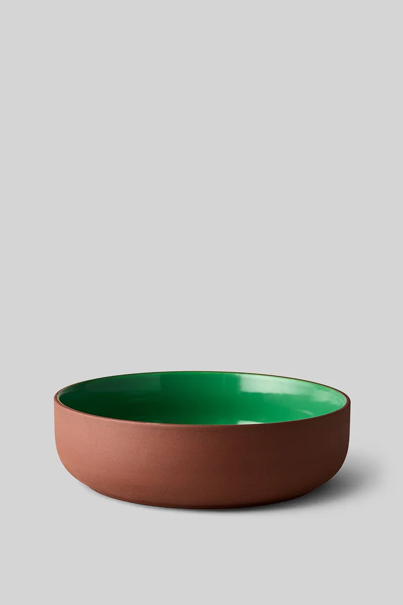 CLAYWARE, SERVING BOWL, LARGE, HIGH, CLAY TERRACOTTA, GLAZE GREEN von Studio About – Produktfoto