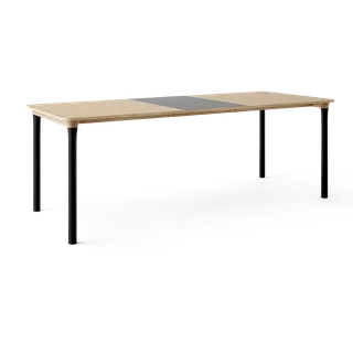 Arc Dining Table von TAKT in Natural oak and black beech, Oak veneer, Ext-50 0752 Light grey nano laminate – Produktfoto 2 von 2