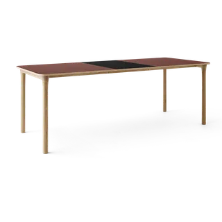 Arc Dining Table by TAKT in Natural oak and Natural oak, 0751 Deep red nano laminate, Ext-50 0720 Black nano laminate – product photo 2 of 2