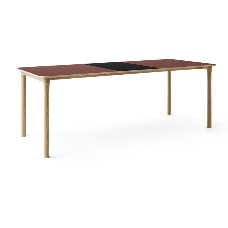 Arc Dining Table by TAKT in Natural oak and Natural oak, 0751 Deep red nano laminate, Ext-50 0720 Black nano laminate – product photo 2 of 2