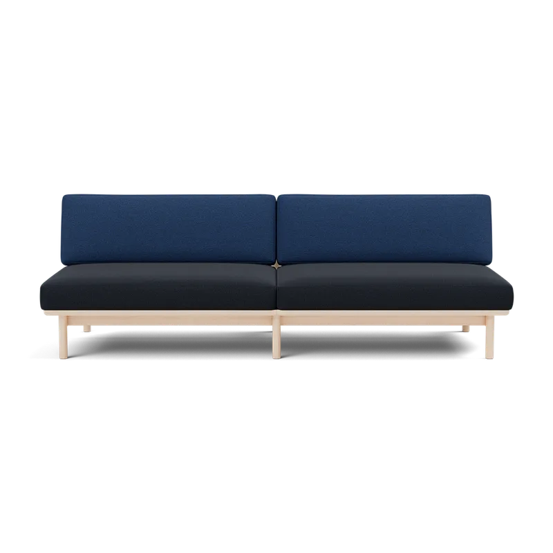 Spoke Sofa von TAKT in Beech White oil, Autumn 0791 Dark blue, 0771 Cobalt blue, Ohne – Produktfoto 2 von 2