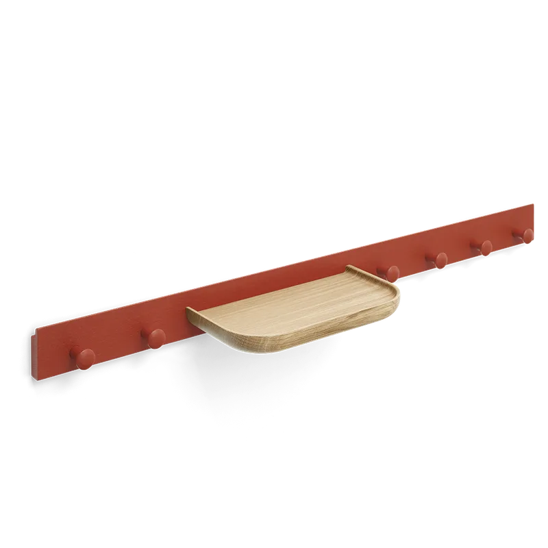 Curve Coat Rack by TAKT in 90 cm, Oak Japan red lacquer, Oak Matt lacquer – product photo 2 of 2