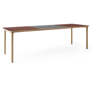 Arc Dining Table by TAKT in Natural oak and Natural oak, 0751 Deep red nano laminate, Ext-92 0752 Light grey nano laminate – product photo 2 of 2