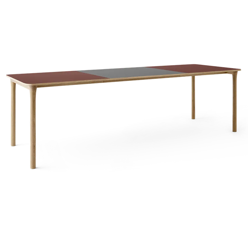 Arc Dining Table by TAKT in Natural oak and Natural oak, 0751 Deep red nano laminate, Ext-92 0752 Light grey nano laminate – product photo 2 of 2