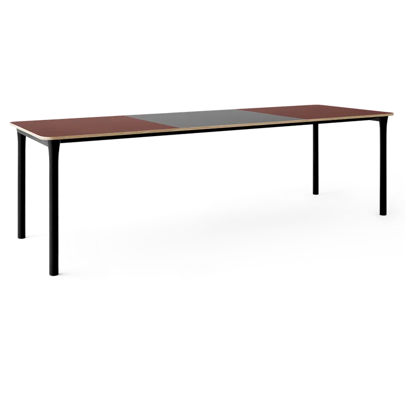 Arc Dining Table by TAKT in Black oak and black oak, 0751 Deep red nano laminate, Ext-92 0752 Light grey nano laminate – product photo 2 of 2