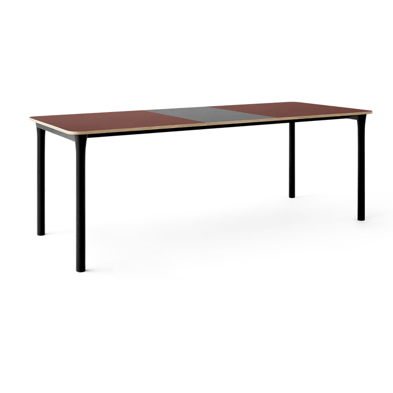 Arc Dining Table by TAKT in Black oak and black oak, 0751 Deep red nano laminate, Ext-50 0752 Light grey nano laminate – product photo 2 of 2