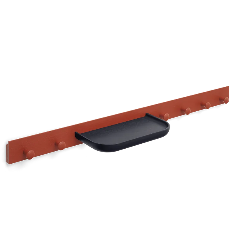 Curve Coat Rack by TAKT in 90 cm, Oak Japan red lacquer, Oak Black blue lacquer – product photo 2 of 2