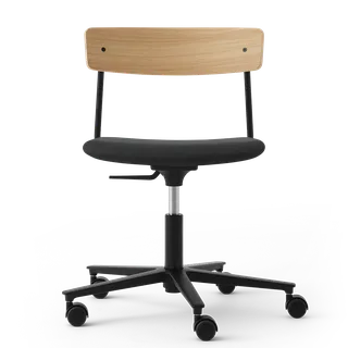 Cross Task Chair by TAKT in Black tube, Oak Matt lacquer, Spoor Zea Black Leather, None – product photo 2 of 2