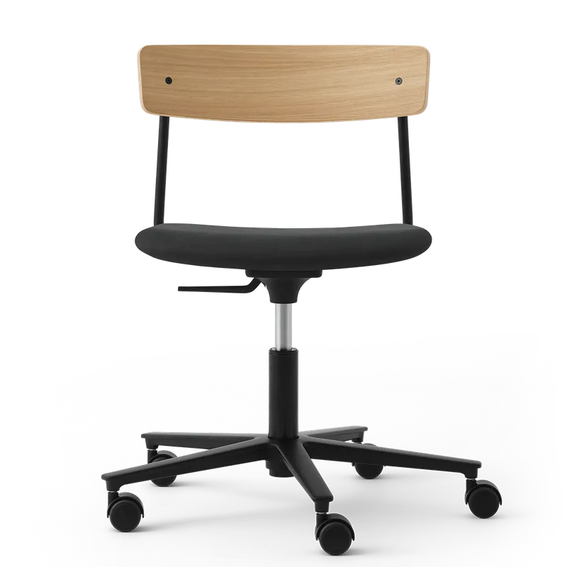 Cross Task Chair by TAKT in Black tube, Oak Matt lacquer, Spoor Zea Black Leather, None – product photo 2 of 2