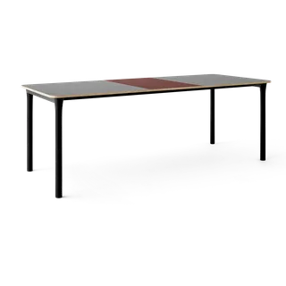 Arc Dining Table by TAKT in Black oak and black oak, 0752 Light grey nano laminate, Ext-50 0751 Deep red nano laminate – product photo 2 of 2