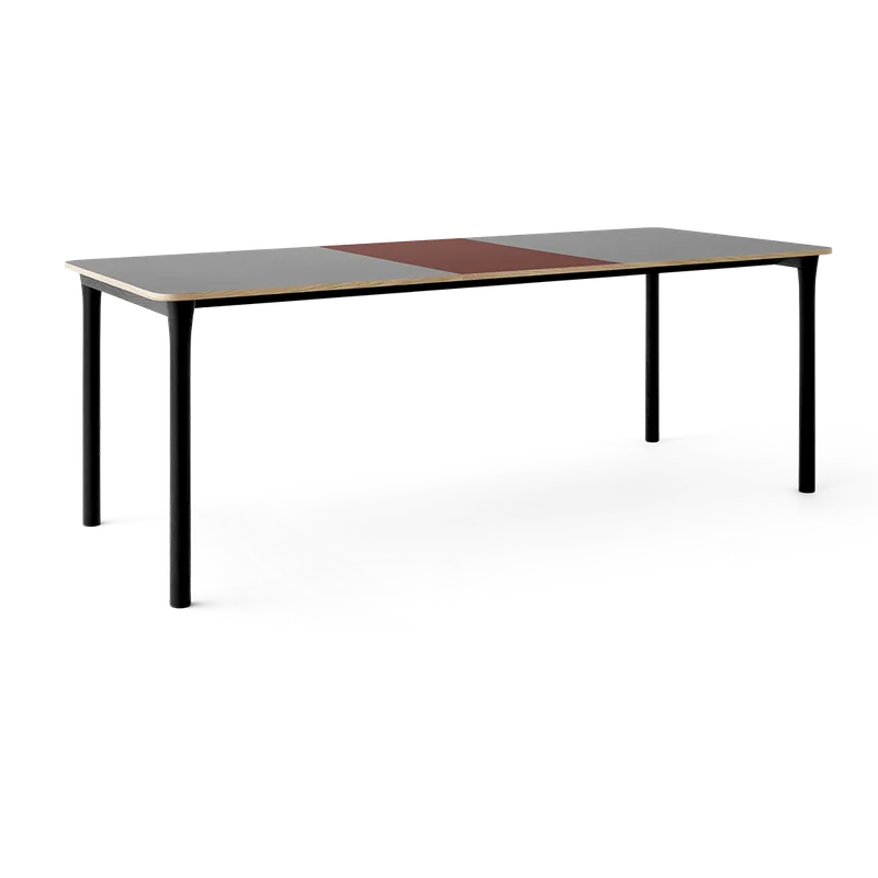 Arc Dining Table by TAKT in Black oak and black oak, 0752 Light grey nano laminate, Ext-50 0751 Deep red nano laminate – product photo 2 of 2