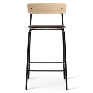 Cross Bar Chair Tube von TAKT in 65 cm, Oak Matt lacquer, Dunes black leather – Produktfoto 2 von 2