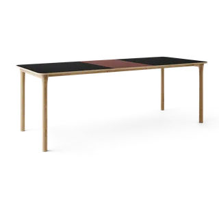 Arc Dining Table by TAKT in Natural oak and Natural oak, 0720 Black nano laminate, Ext-50 0751 Deep red nano laminate – product photo 2 of 2
