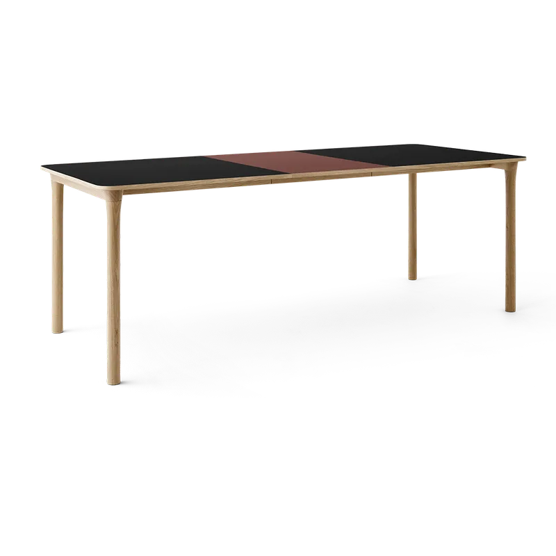 Arc Dining Table by TAKT in Natural oak and Natural oak, 0720 Black nano laminate, Ext-50 0751 Deep red nano laminate – product photo 2 of 2