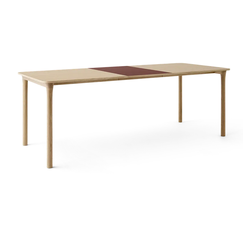 Arc Dining Table von TAKT in Natural oak and Natural oak, Oak veneer, Ext-50 0751 Deep red nano laminate – Produktfoto 2 von 2