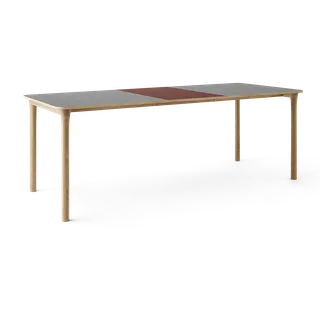 Arc Dining Table by TAKT in Natural oak and Natural oak, 0752 Light grey nano laminate, Ext-50 0751 Deep red nano laminate – product photo 2 of 2