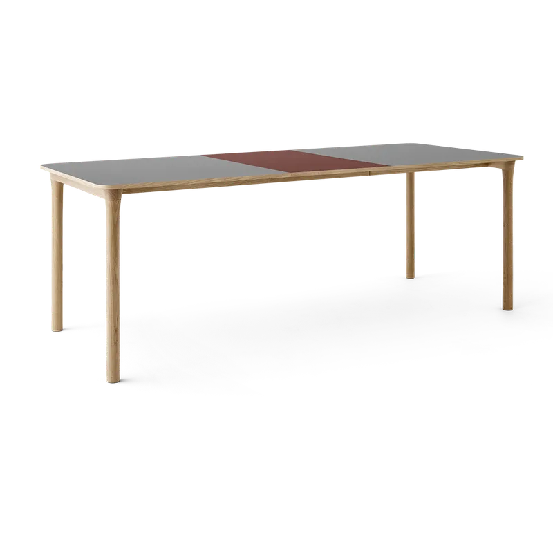 Arc Dining Table by TAKT in Natural oak and Natural oak, 0752 Light grey nano laminate, Ext-50 0751 Deep red nano laminate – product photo 2 of 2