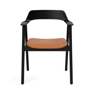 Bow Chair by TAKT in Oak Black lacquer, Spoor Zea Cognac Leather – product photo 2 of 2